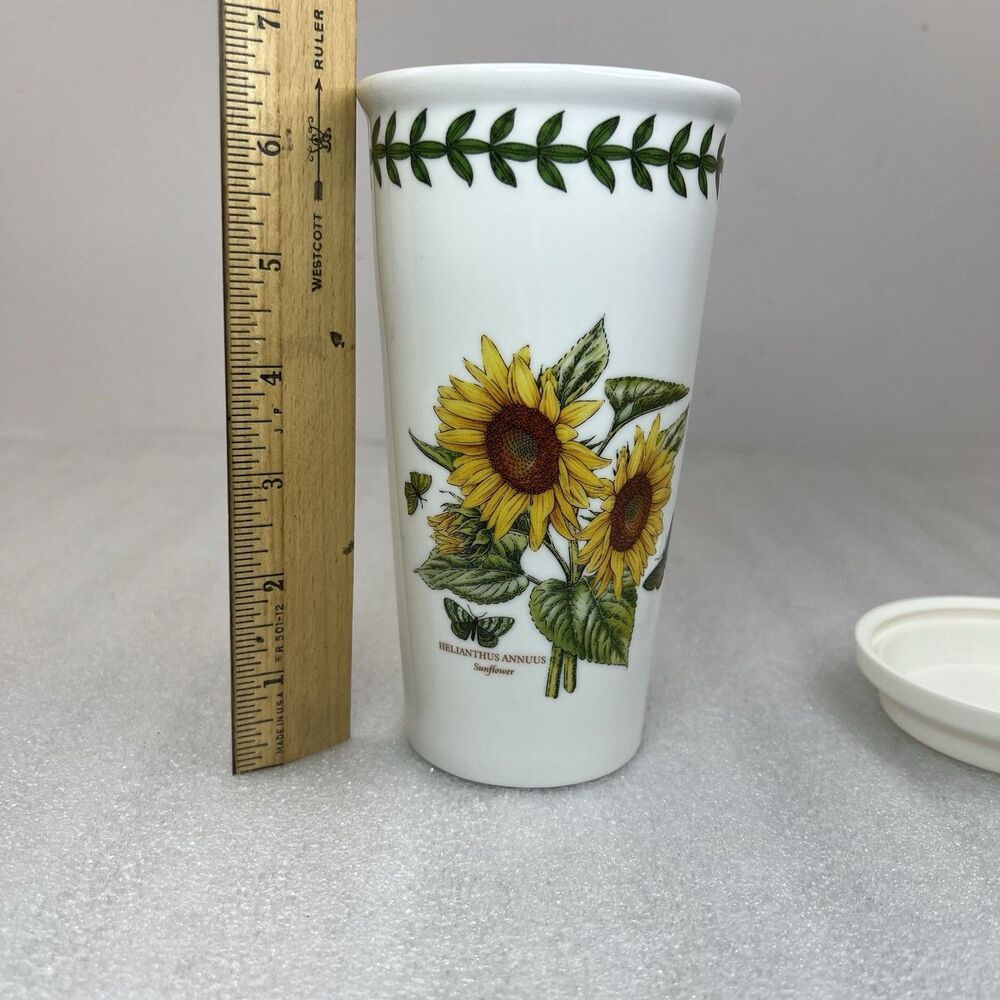 Portmeirion Botanic Garden "Sunflowers" Travel Mug Silicone Lid 7” Tall EUC - Picture 8 of 8